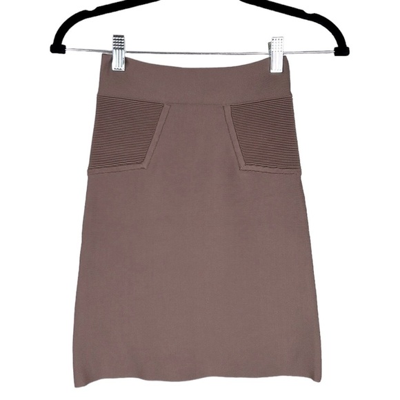 BCBGMaxAzria Brown Ribbed BodyCon Skirt Size XS - Picture 1 of 6